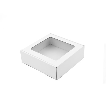 Hvid æske med PVC-vindue, 6 cm høj | 185x195x60 mm | Superbox