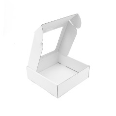 Hvid lille gaveæske med PVC-vindue, 6 cm høj