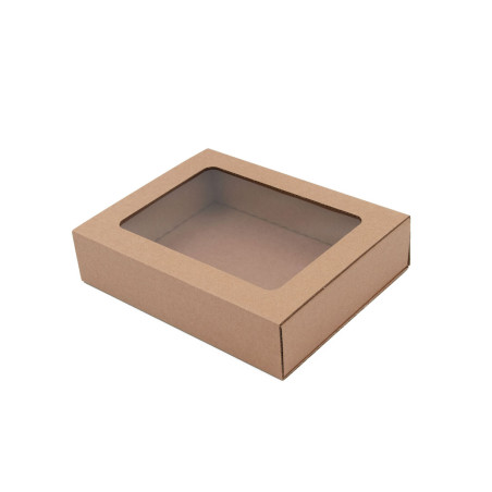 Brun gaveæske med sleeve og vindue | 195x148x48 mm | Superbox