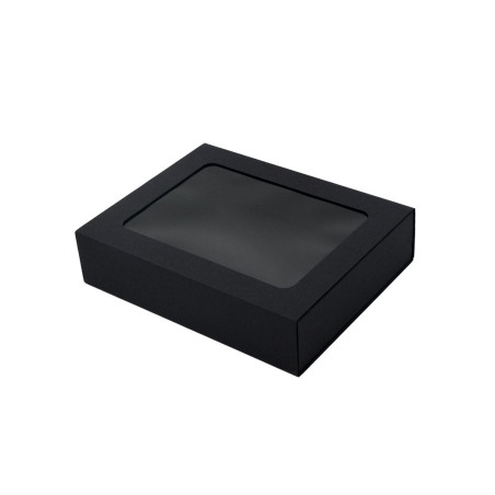 Sort skuffeæske med vindue | 195x148x48 mm | Superbox