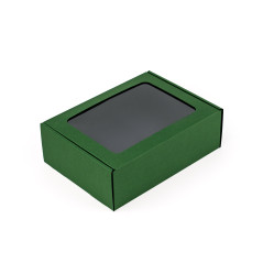 Grøn A5 format gaveæske med vindue | 210x160x70 mm | Superbox