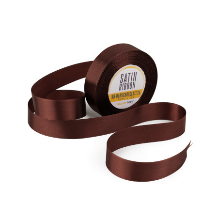 Opulent mørk chokoladefarvet satinbånd, 25 mm bredt