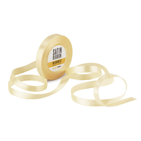 Elegant cremefarvet satinbånd, 12 mm bredt