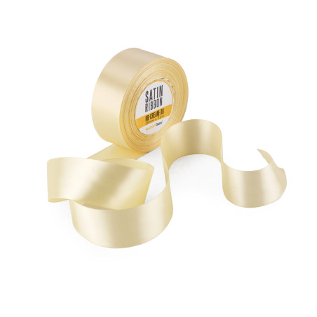 Elegant cremefarvet satinbånd, 38 mm bredde