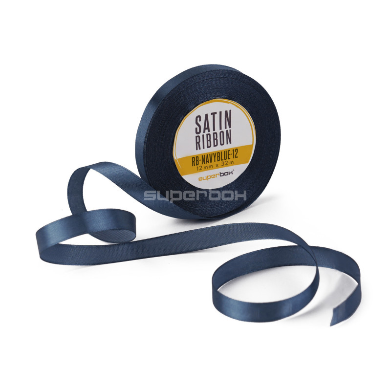 Raffineret marineblåt satinbånd, 12 mm bredt