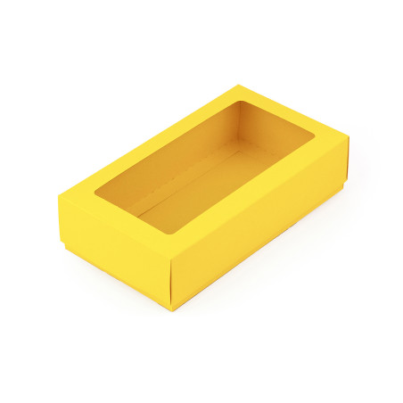 Gul æske med vindue til smykker | 200x110x50 mm | Superbox