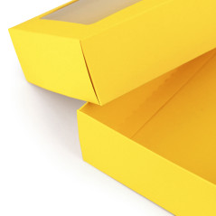 Gul æske med vindue til smykker | 200x110x50 mm | Superbox