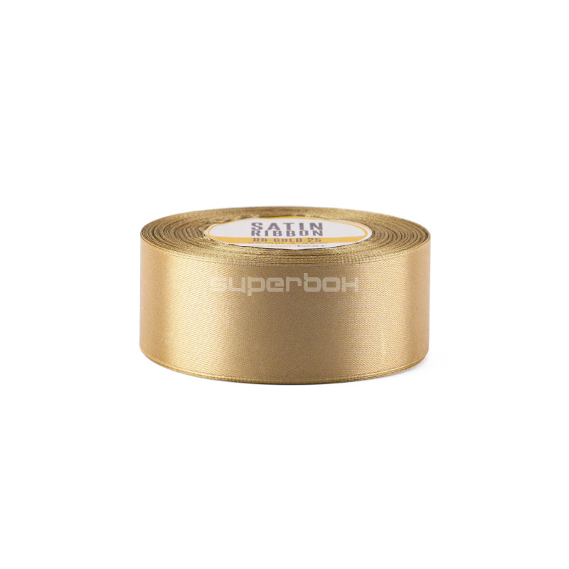 Bredt gyldent satinbånd | 38 mm x 32 m | Superbox