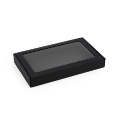 Sort lav gaveæske med PVC-vindue | 300x180x40 mm | Superbox