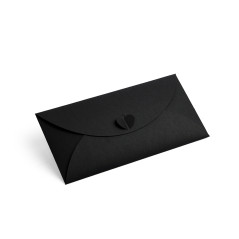 Sort konvolut med hjerteformet lukning | 220x110 mm | Superbox