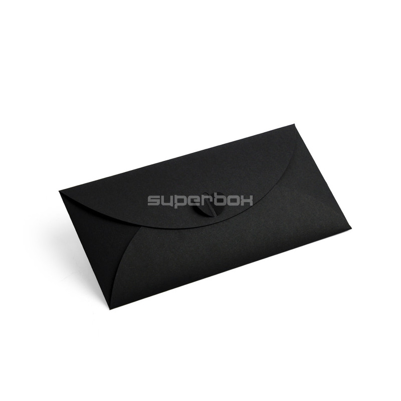 Sort konvolut med hjerteformet lukning | 220x110 mm | Superbox