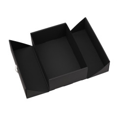 A5 Format Double Door Black Box with Integrated Gold Ribbon