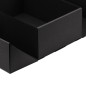 A5-format sort dobbeltdørskasse med guldbånd, 220x150x85 mm