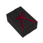 A5 format black double door box with burgundy ribbon, 220x150x85 mm