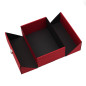 A5 format red double door box with silver ribbon, 220x150x85 mm