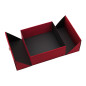 Square red double door box with silver ribbon, 220x220x90 mm