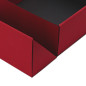 Square red double door box with silver ribbon, 220x220x90 mm