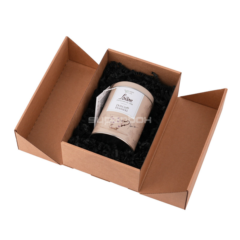 A5 Format Brown Double Door Gift Box with Integrated Ribbon