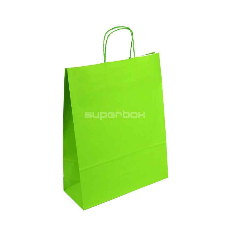 Large green paper bag with twist paper handles, 320x120x400 mm Large green paper bag with twist paper handles, 320x120x400 mm