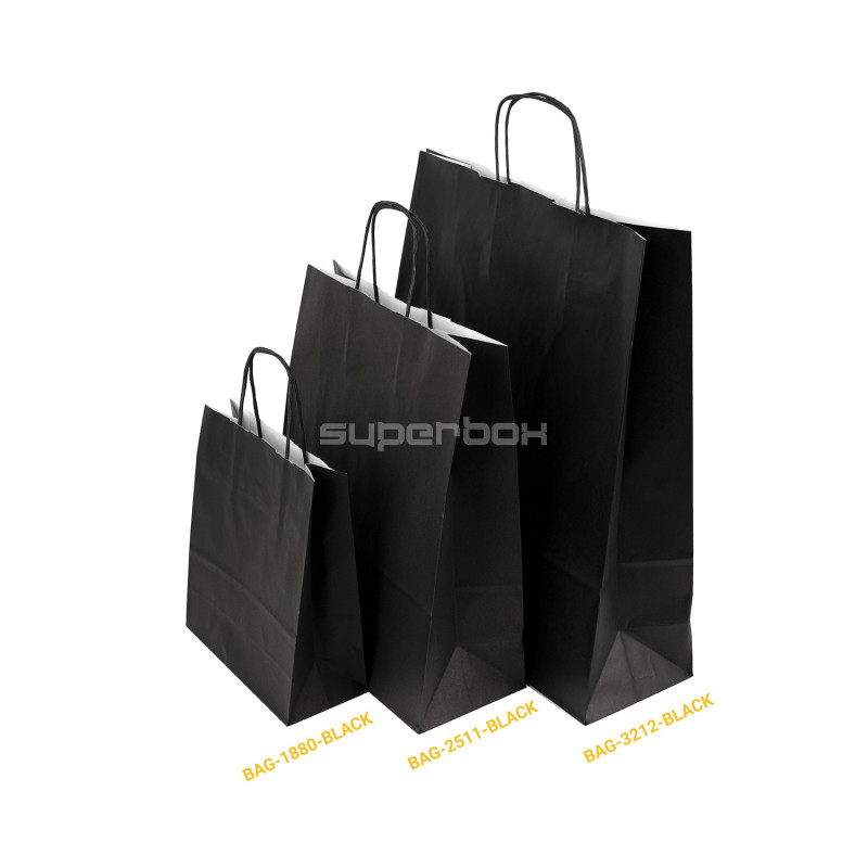 Paper Bag Black with Twisted Paper Handles, Large Paper Bag Black with Twisted Paper Handles, Large