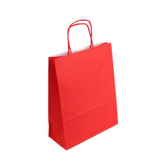 Rød papirpose med snoede papirhåndtag, 250 x 110 x 320 mm