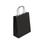 Lille sort papirpose med snoede papirhåndtag, 180x80x210 mm