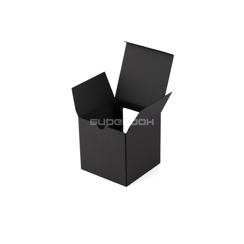 Black Cube Gift Box with Clear Window for Packing Candle
