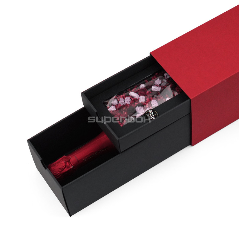 Red Oblong Gift Box for Bottle with Two Drawers Red Oblong Gift Box for Bottle with Two Drawers