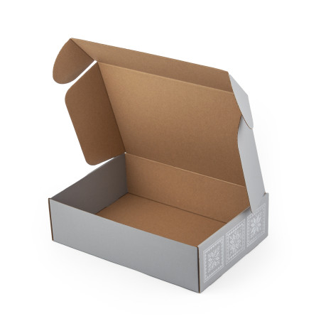 Grå A4-boks med etniske motiver