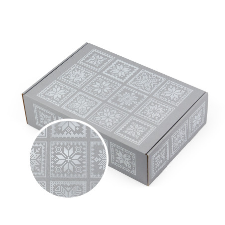 Grey A4 box with ethnic motifs, 305x215x85 mm
