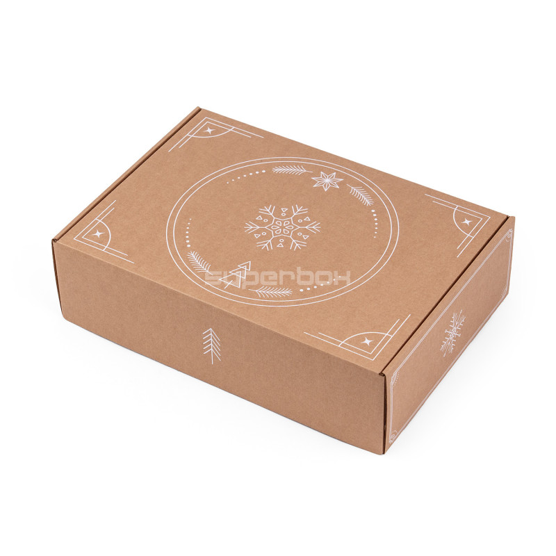 Brown A4 Box with Minimalist Winter Ornaments, 305x215x85 mm Brown A4 Box with Minimalist Winter Ornaments, 305x215x85 mm
