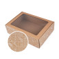 Brown Christmas gift box with a clear PVC window and festive white pattern, 305×215×85 mm Brown Christmas gift box with a clear PVC window and festive white pattern, 305×215×85 mm
