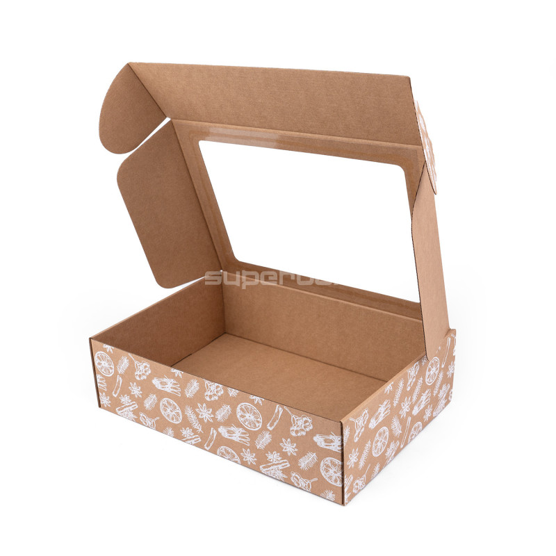 Brun A4-boks med julemotiver og vindue Brun A4-boks med julemotiver og vindue