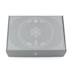 Grå A4-æske med minimalistiske vinterornamenter, 305x215x85 mm