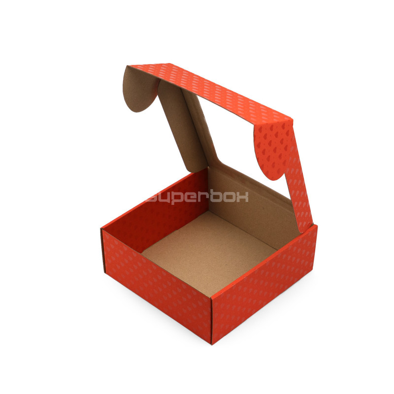 Red Gift Box with Window and Heart Pattern Red Gift Box with Window and Heart Pattern