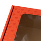Red gift box with window and heart pattern, 185x195x75 mm Red gift box with window and heart pattern, 185x195x75 mm