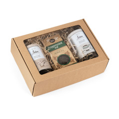 Brun A4-æske med vindue | 305x215x85 mm | Superbox