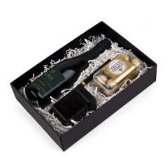 Sort gaveæske med låg | 350x240x85 mm | Superbox