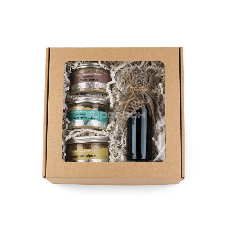 Brown Large Square Gift Box with Clear Window