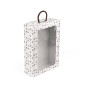 White suitcase style gift box with winter patterns and window, 240x350x90 mm