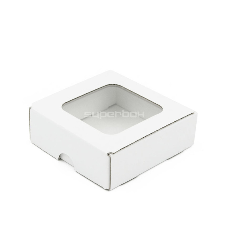 White Mini Box from Corrugated Board with Window