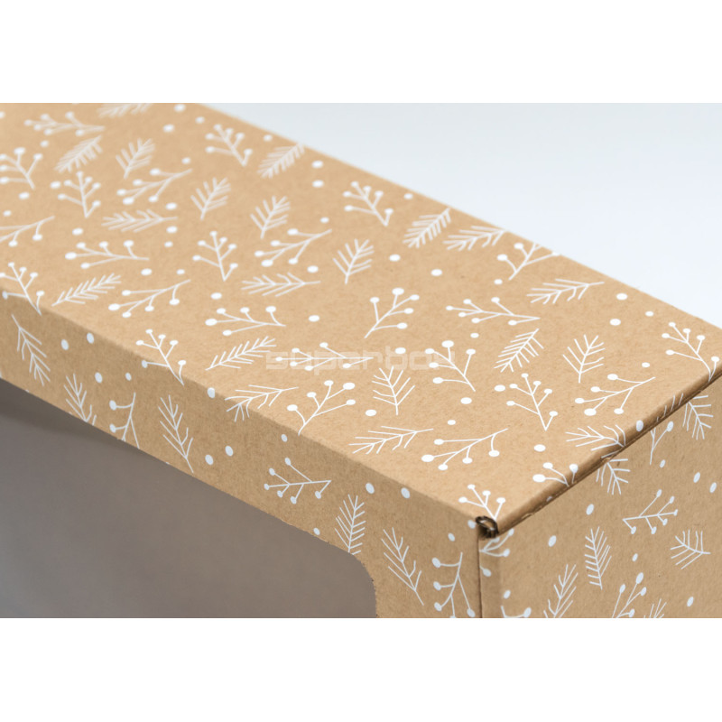 Brown Christmas A4 Size Gift Box WHITE BERRIES