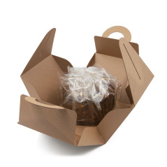 Brun gaveæske med håndtag til PANETTONE-sødbrød