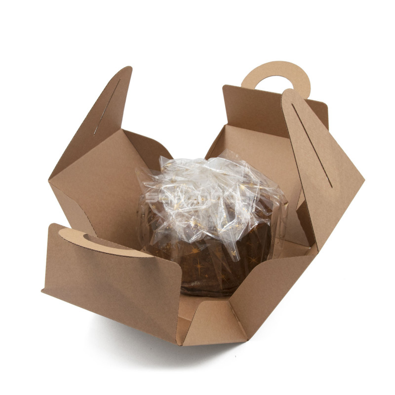 Brun gaveæske med håndtag til PANETTONE-sødbrød