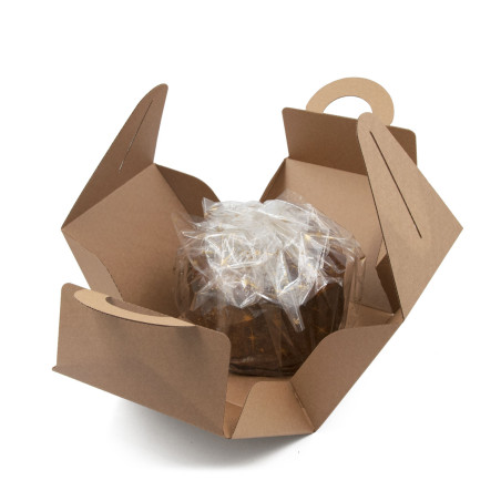 Brun gaveæske med håndtag til PANETTONE-sødbrød