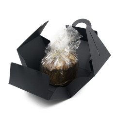 Sort gaveæske med håndtag til PANETTONE-sødbrød