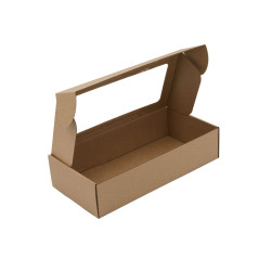 Brun lang kasse med PVC-vindue