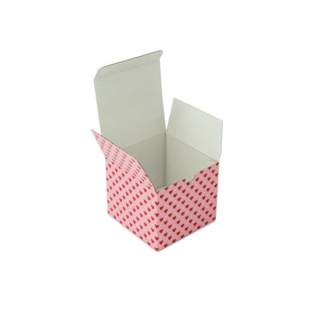 Square Cube-Shaped Pink Box with Hearts