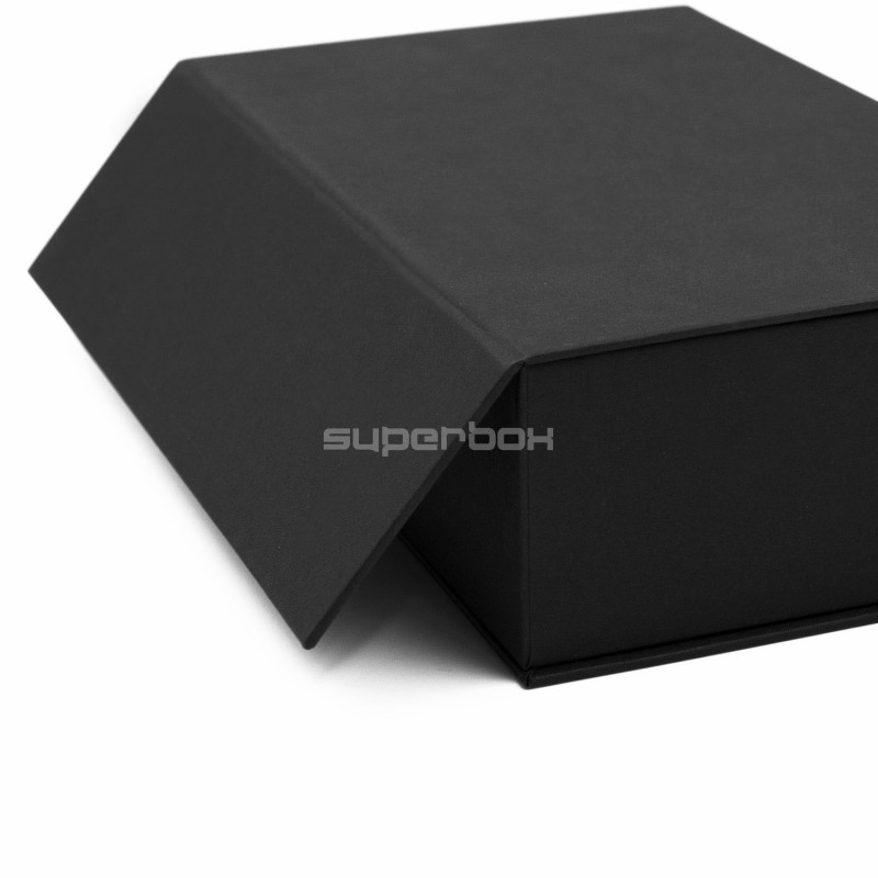 Luksuriøs, stiv sort flip-top-æske med magneter