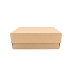 Sturdy brown square box 8 cm high with a lid